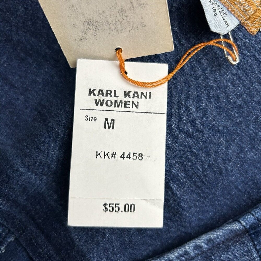 Vintage Karl Kani Vest Womens Medium Denim Jean Zip Up Tupac Y2K Streetwear - Picture 9 of 12
